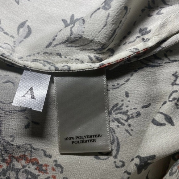 ANN TAYLOR Long Sleeve VNeck Boho Blouse Size M Creme, Gray, Burnt Orange Floral - Picture 10 of 10